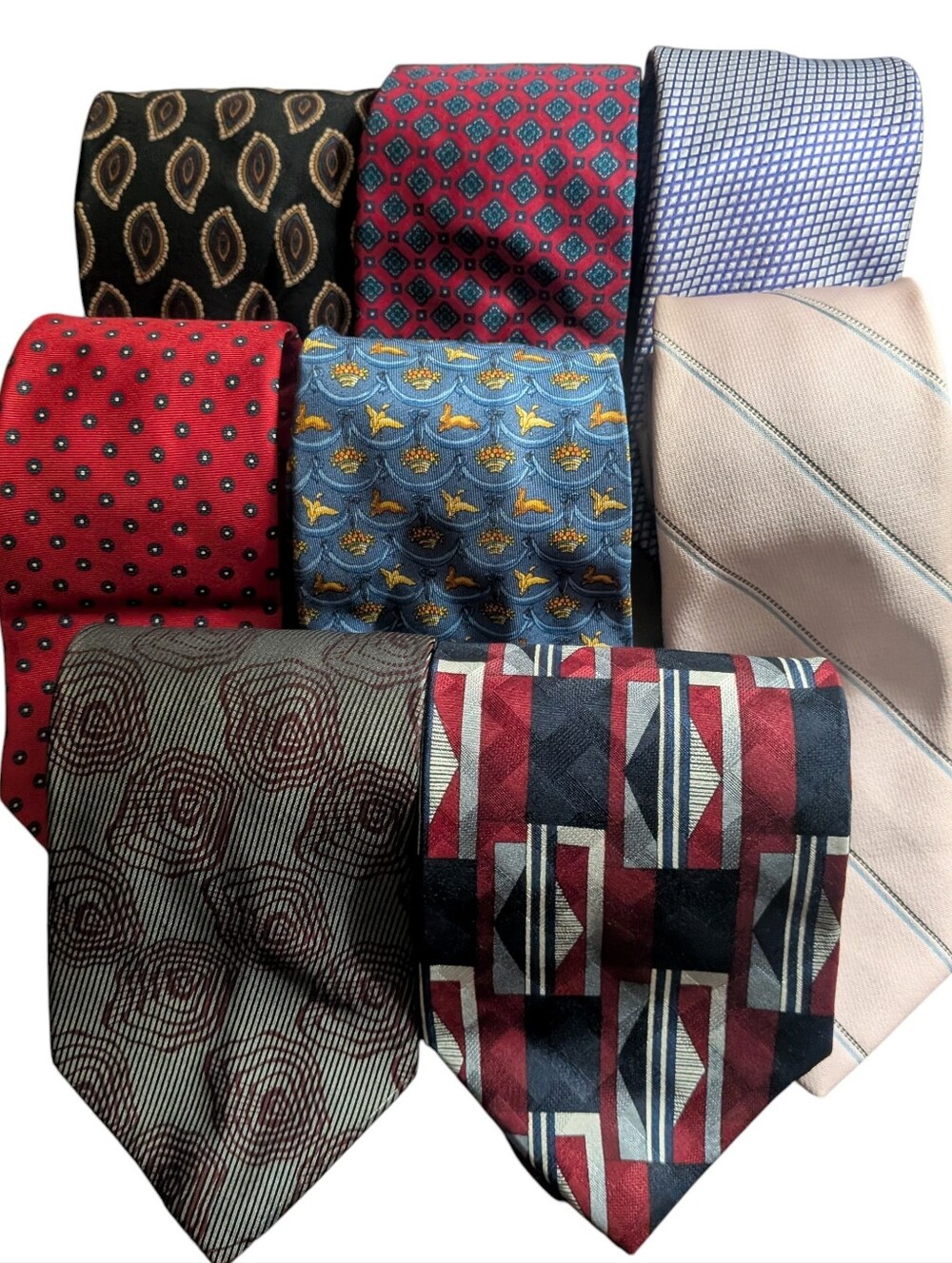VTG Luxury Mens Silk Tie Lot 8 Ferragamo Lanvin YSL Valentino Balmain